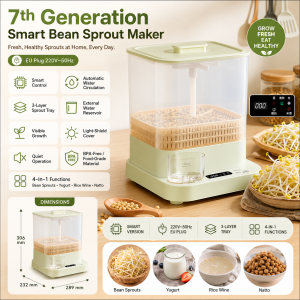 LENODI Automatic Bean Sprout Maker 4‑in‑1 Multifunctional Sprouting Machine 3‑Layer Tray BPA‑Free for Home Kitchen Use