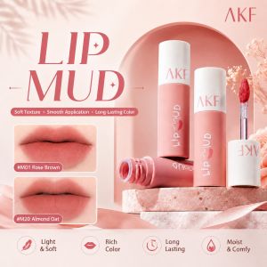 AKF Gincu Bibir💋 Lip Mud Velvet Matte Lipstick Moisturizing Soft Texture Long Lasting Rich Color Lip Makeup