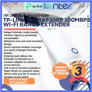TP-LINK Tplink Wifi Range Extender 300Mbps Speed 2 Internal Antenna Wall Plugged Plug 1 Ethernet Port WA850RE TL-WA850RE