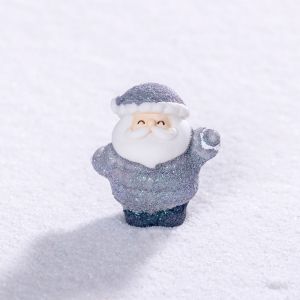 LIUJIR 10pcs DIY Christmas Elderly Sled Figurine Cute Cartoon Santa Claus Statue Party Supplies Resin Crafts Mini Santa Claus Ornament Snow Scenery Decor