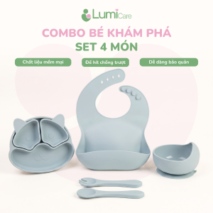Combo ăn dặm Bé Khám Phá Lumicare - Set 4 món - Xanh Dương
