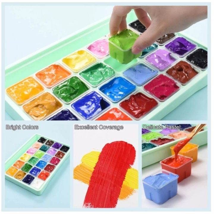 Gouache Paint Set, 18 Colors x 30ml Unique Jelly Cup Design, Portable