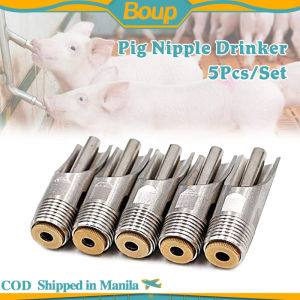 5 Pcs Pig Nipple Drinker 1/2" Stainless Steel Automatic Pig Nipple Water Drinker For Sows Piglets Drinking