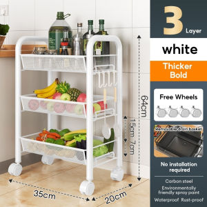 BMZAR 100% Metal 3/4/5 Layer trolley cart Space saving mobile storage rack Metal utility rack for Bedroom and Bathroom