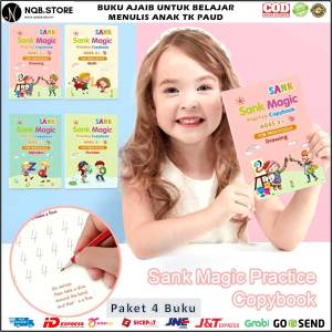 Buku Ajaib Belajar Menulis Anak Paket Lengkap Latihan Menghitung Menggambar Tulis Huruf Angka Sank Magic Practice Writing Book 1 Set 4 Buku