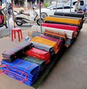 แผ่นยางพาราอเนกประสงค์ ขนาด 1.4x2.4 เมตร (หนา2มิล) กันแดด กันฝน กันน้ำ100% ผ้าใบยาง ผ้ายาง กราวด์ชีท