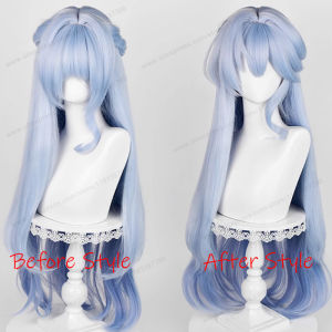 SHUNAICHI โรบินคอสเพลย์วิกผมยาว96ซม. สีฟ้าไล่ระดับสีสำหรับผู้หญิงวิกปาร์ตี้ฮาโลวีนสังเคราะห์ทนความร้อน
