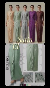 [SKIRT ONLY] CHALIDA Skirt Sarung Pario ala Sari Satin Dove Kain Belah Selisih Lipat Kipas Depan