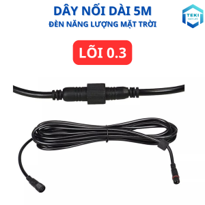 Dây Nối Dài 5M Cho Đèn Năng Lượng Mặt Trời - Dây To Bền - Giắc 2 Chân - Ren Gài Khóa Chắc Chắn - Kín Nước | TEKI