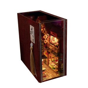 Light 3D Wooden Bookend/DIY Miniature Scene/With Dust Cover TC27/Chinese Cuisine Catalogue/Bookstand Micro-Landscape