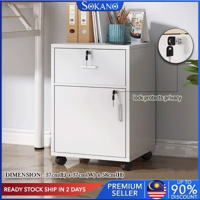 SOKANO DG0018 Office Mobile Pedestal File Cabinet with Wheels Drawers with Locks Office Storage Cabinet Lockers Office Furniture Kabinet Ofis Perabot Ofis