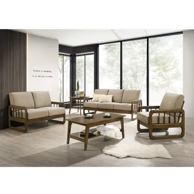 Living Mall Frida Series 123 Seater Sofa Set Solid Wood Living Room Furnitures in 3 Styles