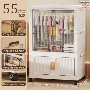 Tủ Treo Quần Áo Để Đồ Cho BéTủ quần áo gấp gọn đa năngTủ Nhựa 2 Cửa Trong SuốtCó bánh Xe Xoay 360 Độ Tiện Lợi