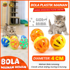 MAINAN HEWAN BOLA PLASTIK LONCENG ANJING KUCING KERINCINGAN BEL BURUNG