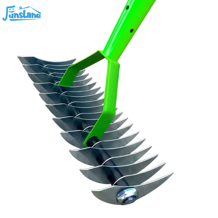 Shape Grass Rake FunsLane Thatch Rake, Soil Rake, 12.8-Inch Wide Lawn Grass Rake ...