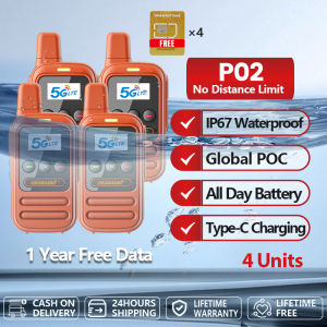 OKARADIO P02 POC Radio with Free SIM Card Included IP67 Waterproof Dustproof for Outdoor Hiking & Security Unlimited Range 4G LTE Two Way Radio for Team Communication No Monthly Fee