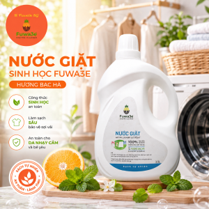 Nước Giặt Sinh Học Enzym Dứa Fuwa3e Can 3.5L Hương Bạc Hà - Tẩy Rửa An Toàn Giữ Màu Vải Kháng Khuẩn Sảng Khoái - ANHLA STORE