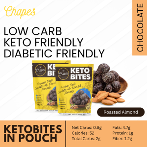 Chapes Keto Bites Premium 85% Dark Chocolate & Roasted Almonds Snack Pack 6-Pack - Low-Carb Gluten-Free Dairy-Free Zero-Sugar