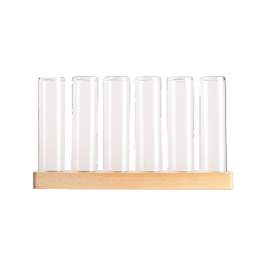 MNTT Wooden Hydroponic Flower Vase Minimalist Home Decoration Flower Holder Flower Arrangement Creative Design Water Plant Tube Stand Office Decor