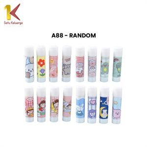 Satu Keluarga Lem Glue Stick Karakter Lucu A88 Lem Kertas Putar Lem Stik Batang Putar Perlengkapan