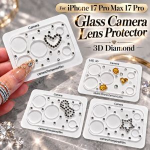 MYTHIS Clear HD Glass Camera Lens Protector 3D Diamond Full Cover Rhinestone Lens Film Luxury Anti Scratch Phone Camera Lens Sticker for iPhone 17 Pro Max 17 Pro