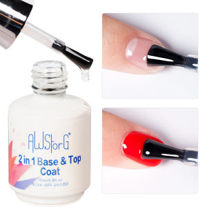 AWStorG 15ML 2 In 1 Base &Top Coat Gel Polish Soak Off UV LED Semi Permanent Function Top Base Coat Colors Nail Art Varnish