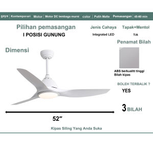 52-inch ceiling fan 6 speeds silent with forward and reverse rotation fan light dining room living room bedroom LED fan chandelier modern simple DC inverter light fan