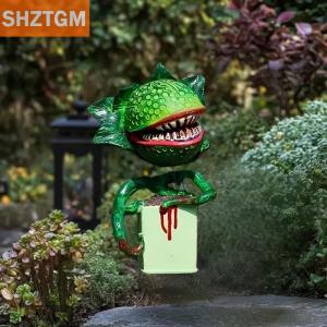 [COD] SHZTGM ของตกแต่งวันฮาโลวีนสยองขวัญดอกไม้กินเนื้อเป็นของประดับทำจากเรซินดอกไม้กินเนื้อเป็นอาหารงานฝีมือรูปทิวทัศน์ในสวน1ชิ้น