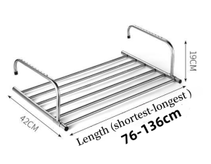 Stainless Steel Adjustable Balcony Outdoor Shoes Clothes Drying Rack Window Hanging Shelf #026