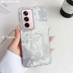 ELAXIS Casing for OPPO Reno 12 12F 11 11F 10 8 8T 8Z 7 7Z 6 6Z 5 F Z Pro 5G 4G Phone Case Simple Feather Water Waves Pattern Hard Smooth Shockproof IMD Plating Back Cover ED001
