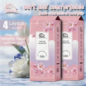 Hompufu Pink Wall-Mounted Facial Tissue 4 Ply 1800 Sheets Soft Comfortable For Home
