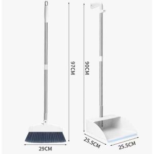 Broom and Dustpan Set Cleaner Sturdy & Durable Plastic Long Handle Foldable Keimav-official
