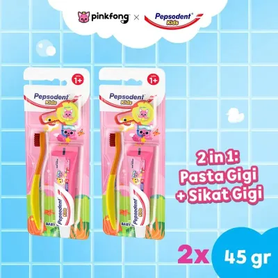 [Paket isi 2] Pepsodent Kids 2in1 Toothpaste Pasta Gigi 45g dan Toothbrush Sikat Gigi Anak Gratis Pin Launcher