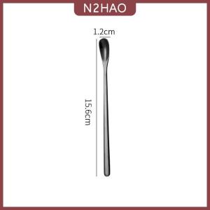 N2HAO 1 cái thép không gỉ dài xử lý khuấy thìa cà phê thìa Trà tráng miệng thìa khuấy que nhỏ muỗng phụ kiện nhà bếp