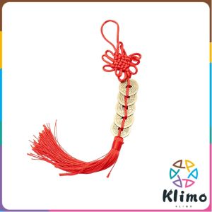 Klimo Chinese Knot Door Hanging Ornament Chinese Style Hanging Pendant with Metal Coins for Home Door Car