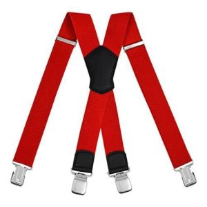 ECLK0G Adjustable Heavy Duty Suspenders Breathable Fabric Elastic Clip-On Pants Braces Durable Black X Back Suspenders Men
