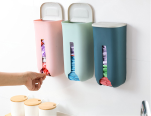 JD Home [Ready Stock] ❤ Bekas Penyimpanan Beg Plastik/ Kitchen Wall-Mounted Trash Bag Storage Box With Lid Storage Rack