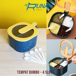 Tempat Bumbu Dapur 4 Slot Wadah Gula Garam Merica Seasoning Jar 4in1