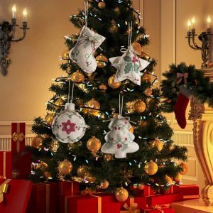 MAOMEI Treo dây chuyền vải bố giáng sinh Trang trí Tái sử dụng Đồ trang trí Giáng sinh Quà Tặng Noel navidad Ngôi sao năm cánh Trang trí cây giáng sinh Nhà