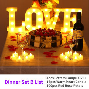 led candle lights Flameless candle light Decoration warmer lamp dinner set Decoration Free Battery operated Romantic heart-shaped electric candle for romantic room proposal confession Wedding Birthday Party decoration set 蜡烛灯