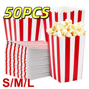 50PCS Popcorn Boxes Paper Popcorn Container Disposable Printed Popcorn Box