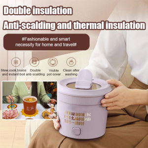 1L BAMOUSSE Multifunctional Electric Non-Stick Noodles Cooker Pot Lid with Cell Phone Holder