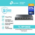 TP-Link Official Store | TL-RP108GE | 10/100/1000 Mbps 8-Port Gigabit Managed Reverse PoE Desktop Network Ethernet Switch Hub for Internet. 