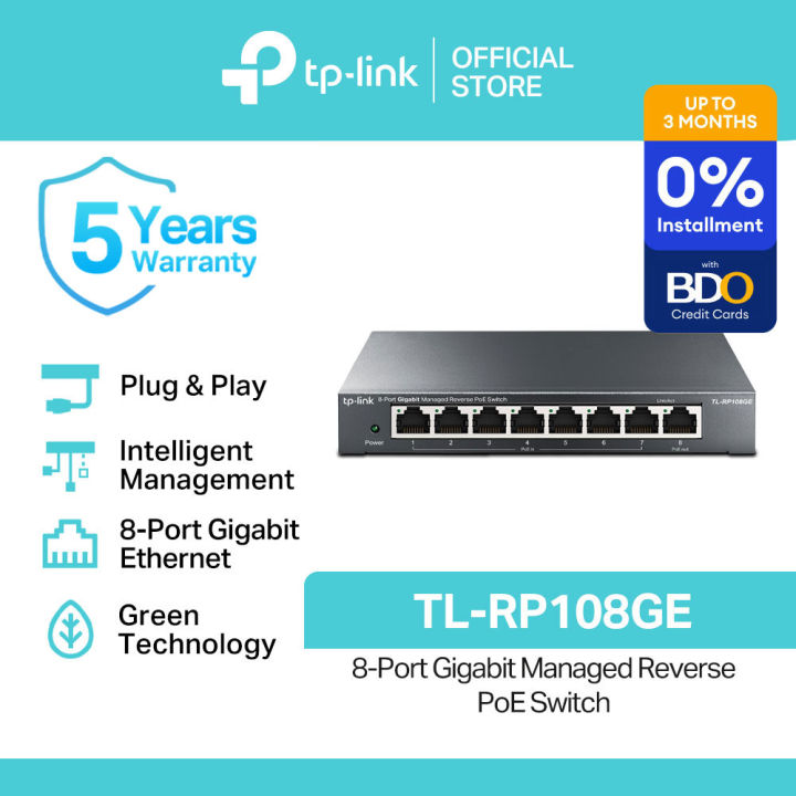 TP-Link Official Store | TL-RP108GE | 10/100/1000 Mbps 8-Port Gigabit Managed Reverse PoE Desktop Network Ethernet Switch Hub for Internet