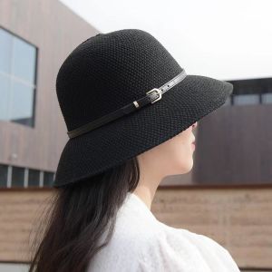 JPTD Breathable Sweet Sun Hats For Girls French Style Caps Panama Hats Travel Sun Hats UV Protection Caps Fisherman Hats Beach Sun Hats PU Leather Belt Women Sunscreen Hats Summer Bucket Hats Outdoor Straw Hats