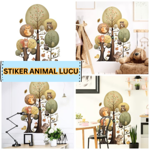 WALLSTICKER WALL STIKER SETIKER STICKER DINDING TEMBOK MOTIF GAMBAR POHON ANIMAL HEWAN BINATANG LUCU WALLSTIKER WALSTICKER HIASAN TEMPELAN DEKOR DECOR DEKORASI RUMAH MINIMALIS RUANG TIDUR ANAK ANAK RUANG TAMU MOTIF POHON HEWAN KADO UNIK Q 220 MSS