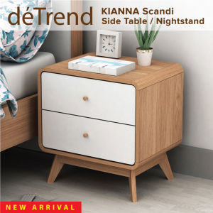 deTrend KIANNA Side Table Bedside Table Bed Side Table with 2 Drawer Sofa Bedside Table Shelf Bedroom Furniture Bed Table Side / Katil Rak 床头柜 8193
