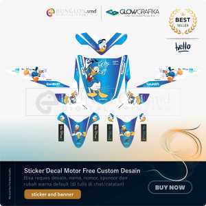 DECAL STIKER MOTOR CUSTOM HONDA BEAT KARBURATOR EDISI DONALD BEBEK BIRU PUTIH