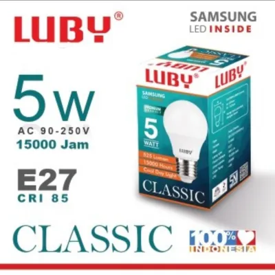 LUBY Classic Lampu Bohlam LED 5 Watt Garansi 1 Tahun - Cahaya Putih