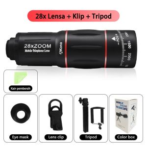 Apexel Lensa Kamera Hp Apexel 28x Zoom Paduan Aluminium Lensa Tele Zoom Hp 18x25 (Dengan Tripod)